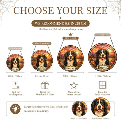 Personalized Pet Portrait Stained Glass Suncatcher – Custom Photo Memorial Keepsake, Pet Loss Sympathy Gift