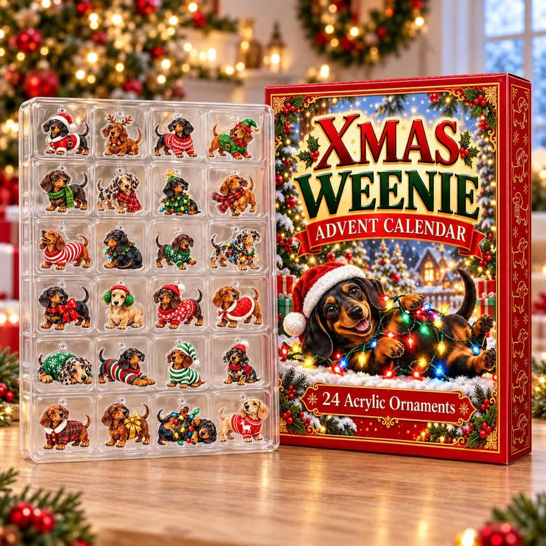 Christmas Dachshund Advent Calendar, 24 Days Christmas Countdown Weiner Dog, Sausage Dog Lover Gift, 24 Mini Dog Charms, Xmas Suprise Box