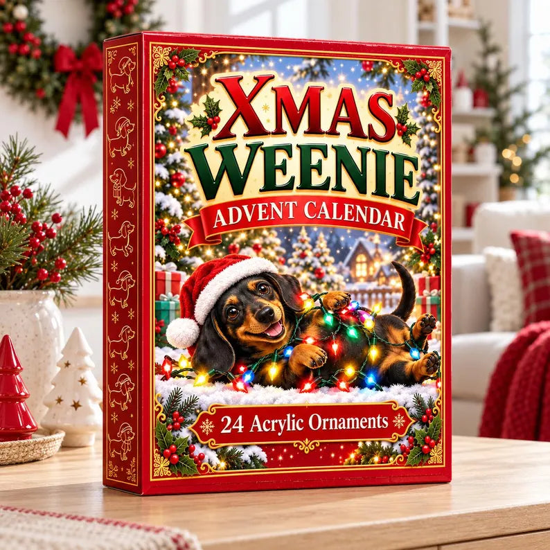 Christmas Dachshund Advent Calendar, 24 Days Christmas Countdown Weiner Dog, Sausage Dog Lover Gift, 24 Mini Dog Charms, Xmas Suprise Box