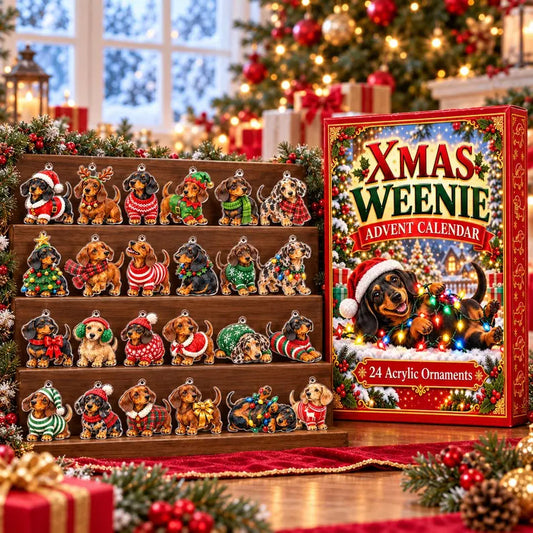 Christmas Dachshund Advent Calendar, 24 Days Christmas Countdown Weiner Dog, Sausage Dog Lover Gift, 24 Mini Dog Charms, Xmas Suprise Box