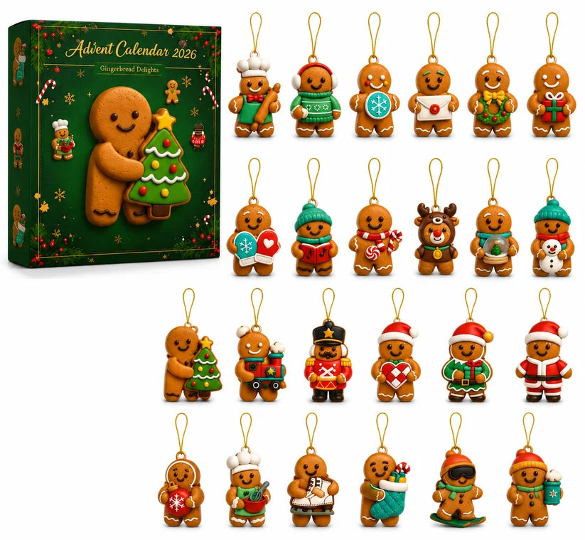Gingerbread Christmas Advent Calendar 2026 – 24 Cute Gingerbread Ornaments
