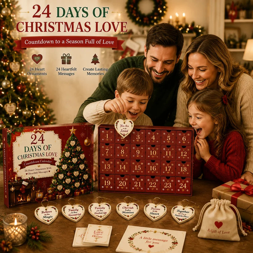 24 Days of Christmas Love Countdown Calendar – Heartfelt Message Ornaments Gift