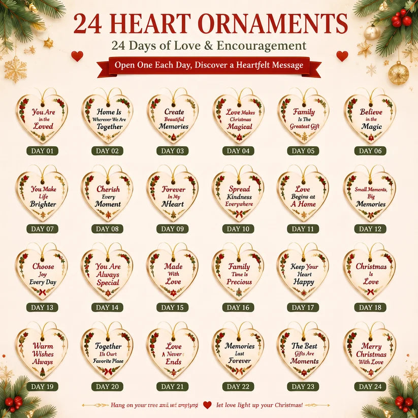 24 Days of Christmas Love Countdown Calendar – Heartfelt Message Ornaments Gift