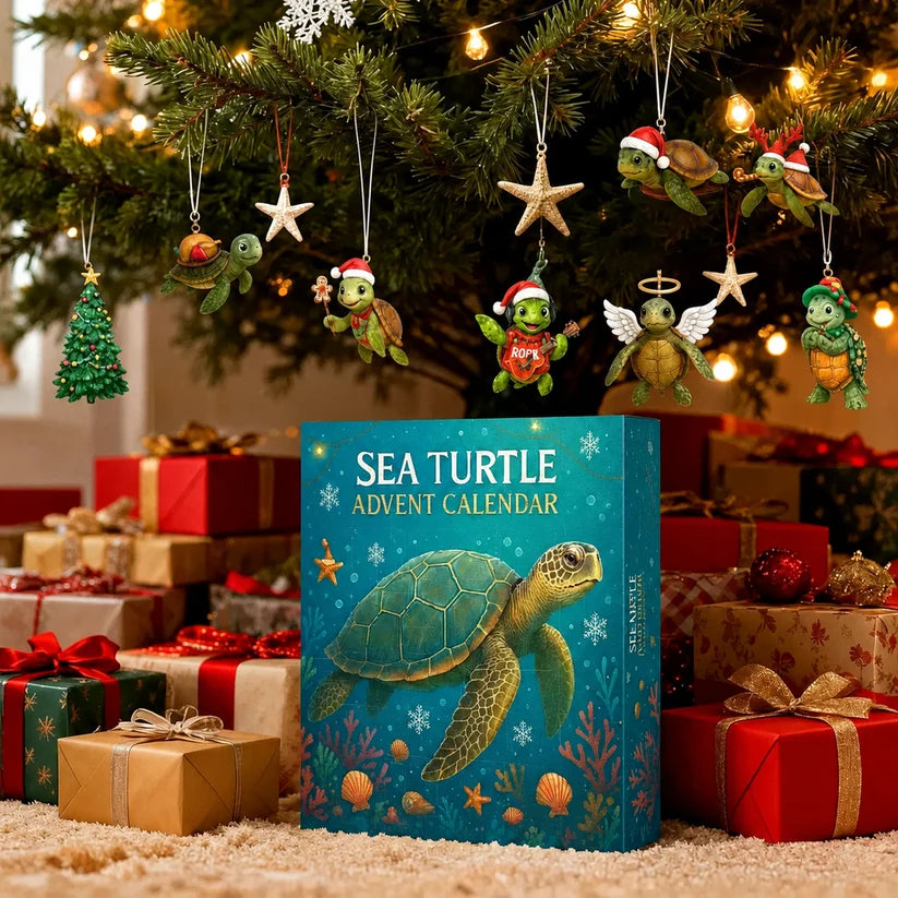 Sea Turtle Advent Calendar 2026 – 24 Cute Sea Turtle Acrylic Ornaments