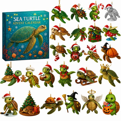 Sea Turtle Advent Calendar 2026 – 24 Cute Sea Turtle Acrylic Ornaments