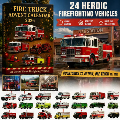Fire Truck Christmas Advent Calendar 2026, 24 Days Christmas Countdown, Firefighter Lover Gift, Mini Fire Truck Charms, Xmas Surprise Box
