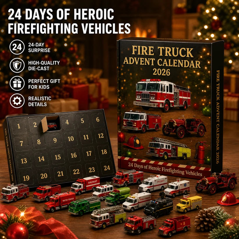 Fire Truck Christmas Advent Calendar 2026, 24 Days Christmas Countdown, Firefighter Lover Gift, Mini Fire Truck Charms, Xmas Surprise Box