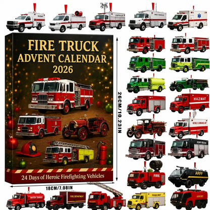 Fire Truck Christmas Advent Calendar 2026, 24 Days Christmas Countdown, Firefighter Lover Gift, Mini Fire Truck Charms, Xmas Surprise Box
