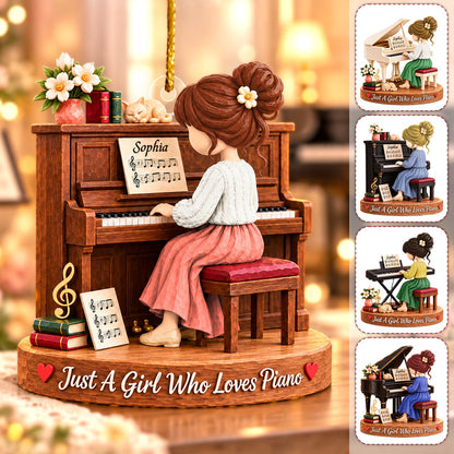 Just A Girl Who Loves Piano, Personalized Piano Ornament, Custom Player Name Gift, Gift For Piano Players Piano Lovers MI209