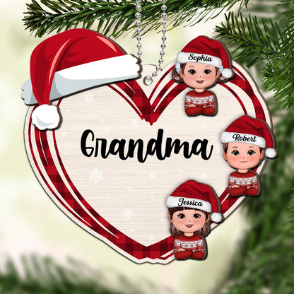Christmas Grandma's Little Cute Kids Personalized 2-Layer Wooden Ornament