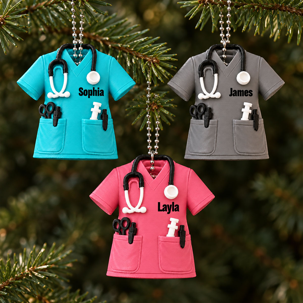 3D Printed Nurse Scrub Custom Name - Personalized 3D Printed Ornament - Christmas Gift For Nurse, RN