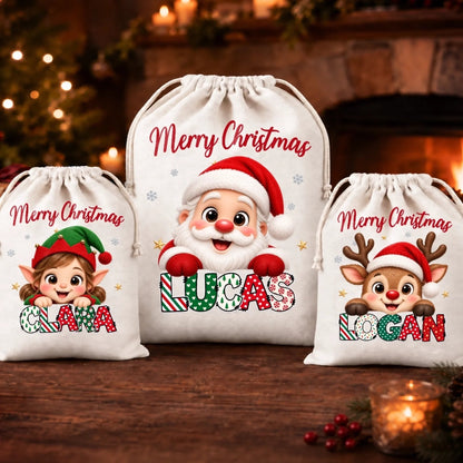 Custom Letter Drawstring Gift Bag - Personalized Christmas Birthday Gifts For Mom, Dad, Brother, Sister - Sweet Magic From Far Away