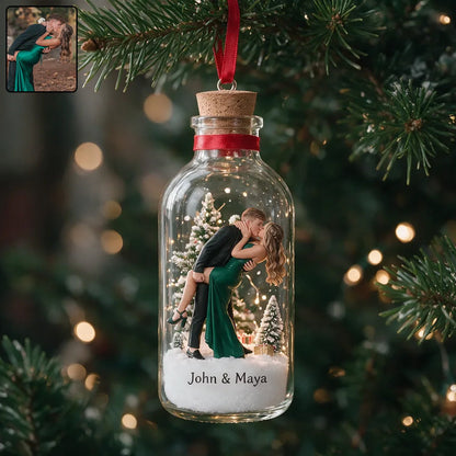 Custom Bottle Style Ornament - Personalized Couple Ornament