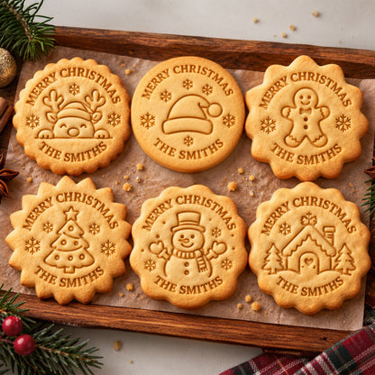 Personalized Family Name Christmas Cookie Stamp – Custom Merry Christmas Gift CH07 181042