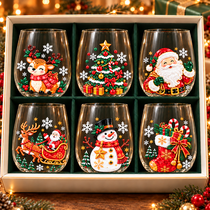 Personalized Santa Snowman Christmas Stemless Wine Glass Gift For Family CH07 180972