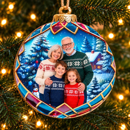 Custom Photo Grandparents And Grandchildren Family Christmas Gifts - Personalized Ornament