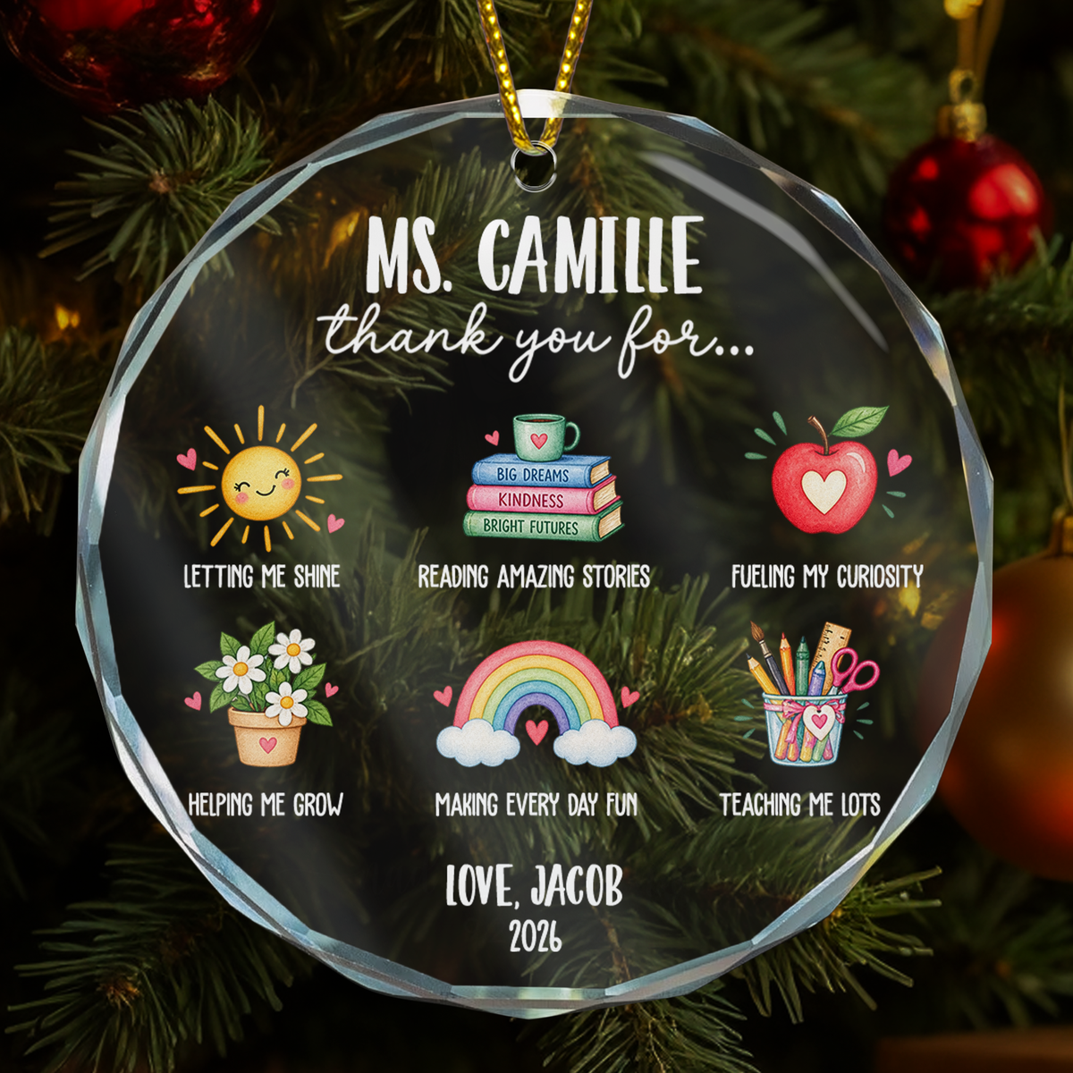 Thank You Gift For Teacher, For Educator Appreciation - Personalized Ornament