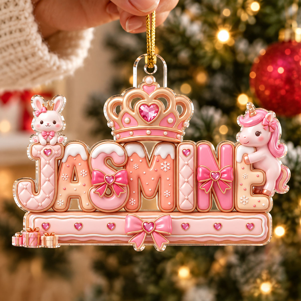 Custom Princess Unicorn Name - Personalized Acrylic Ornament - Christmas Gift for Daughter, Granddaughter, Niece