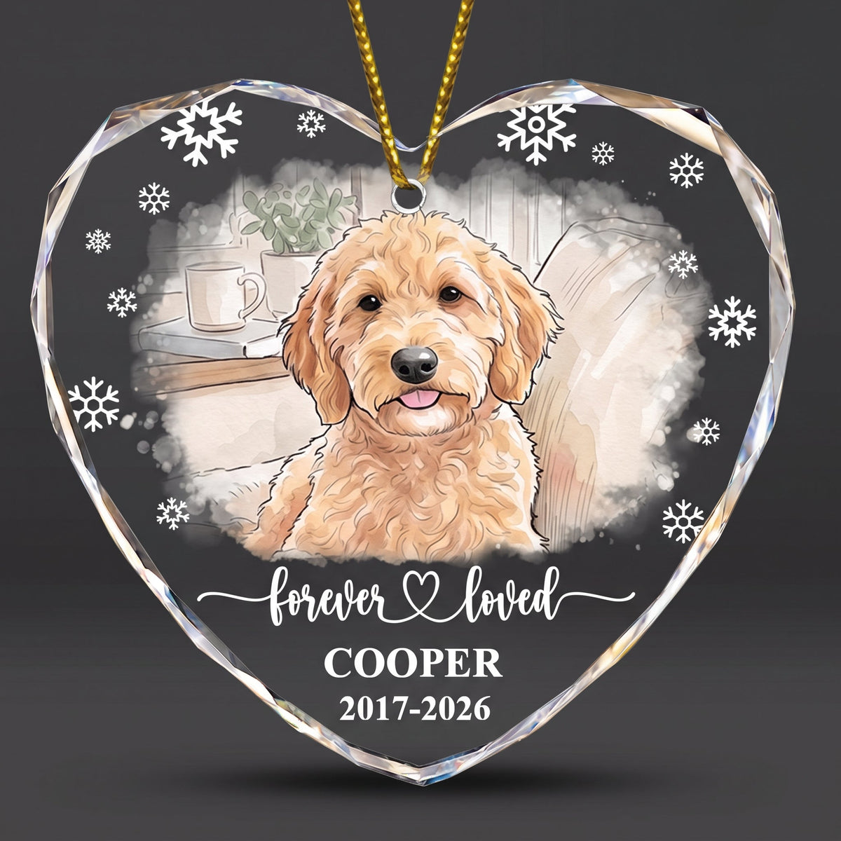 Forever Loved Memorial Pet Watercolor Photo - Personalized Ornament