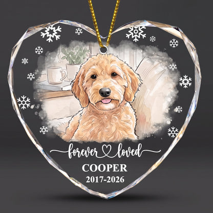 Forever Loved Memorial Pet Watercolor Photo - Personalized Ornament