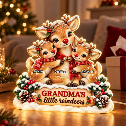 Grandma's Little Reindeers - Personalized Light Box - Heartfelt Christmas Gift for Grandma