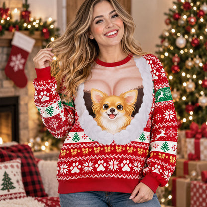 Custom Christmas Sweatshirt, Gift for Pet Lovers • My Baby Is Here - Personalized All-Over-Print Sweatshirt