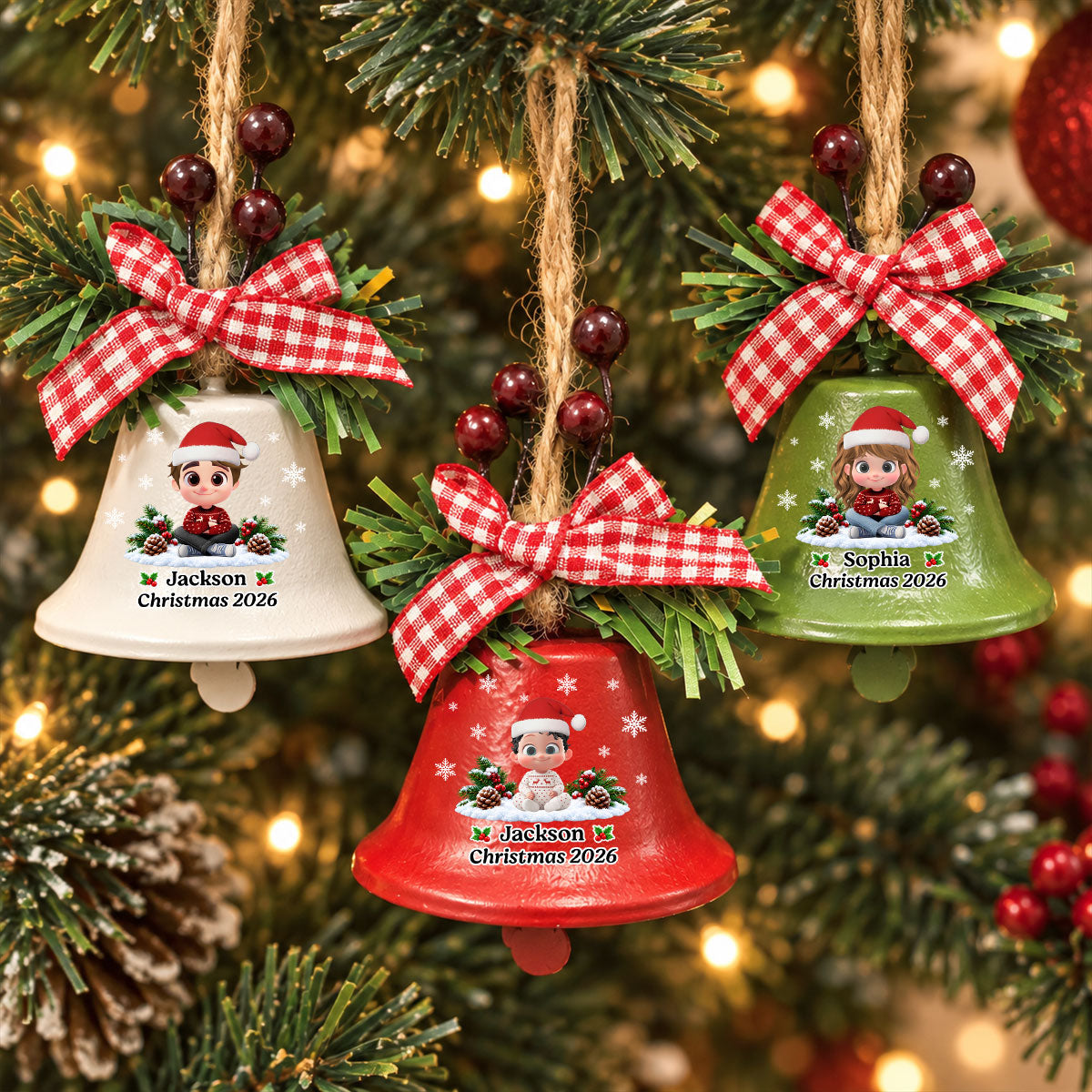 Grandma Christmas Treasures - Personalized Metal Bell Ornament