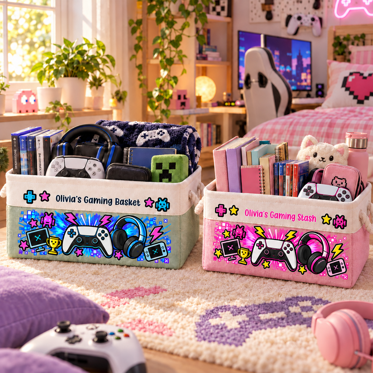 Gaming Gear Belongs Right Here - Personalized Storage Basket