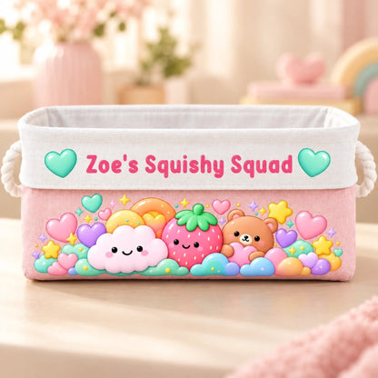 Custom Name Squishy Squad Gifts for Kids - Personalized Storage Basket