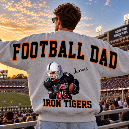 Custom Photo Football Dad Mom Shoulder To Shoulder Sweatshirt CH07 180932