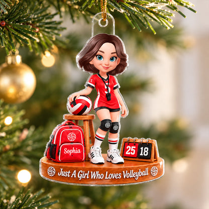 Custom Volleyball Girl Name - Personalized Acrylic Ornament - Christmas Gift for Daughter, Granddaughter, Holiday Keepsake for Volleyball Players