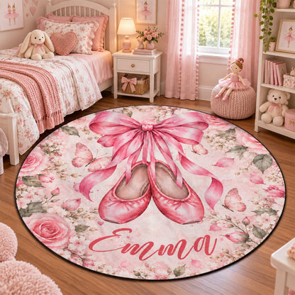 Coquette Bow Ballet Custom Name Gift For Ballet Lover, Ballerina - Personalized Quilted Mat
