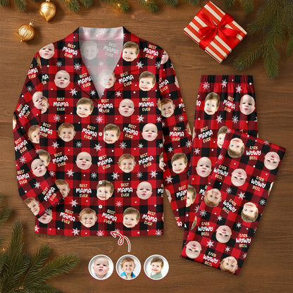 Custom Face Photo Best Dad Mom Ever Christmas Pajamas CH07 180892