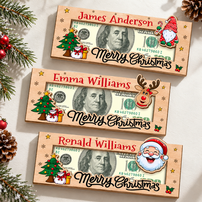 Customized Merry Christmas Cash Wood Money Holder Gift Box For Holiday CH07 180750