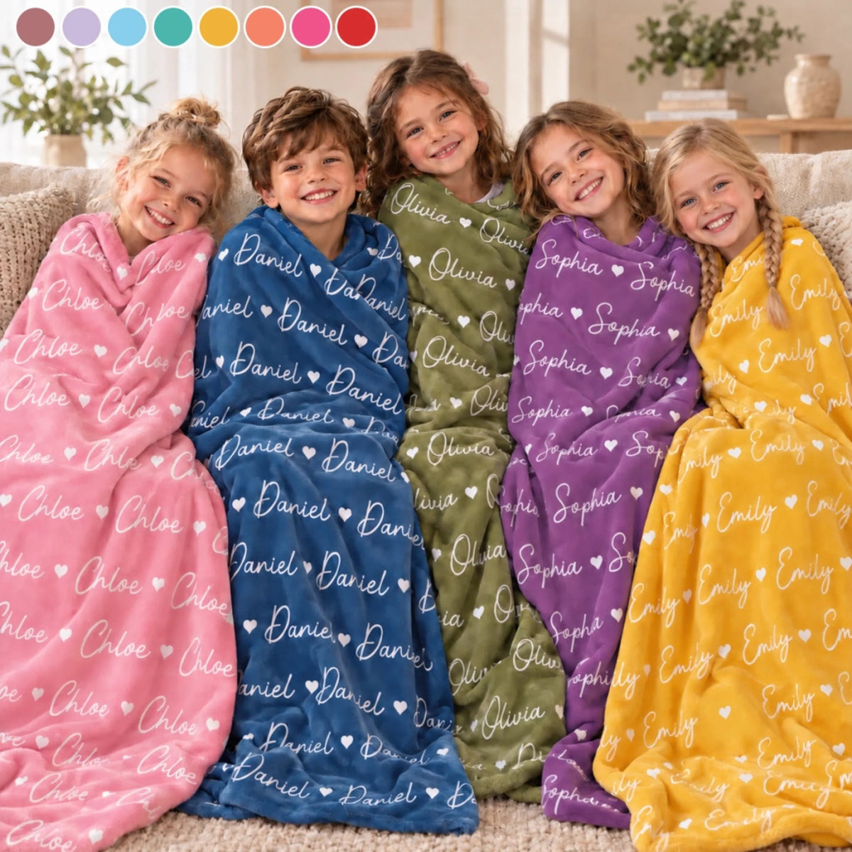 Custom Names Gifts for Kids, Family - Personalized Fleece, Sherpa Blanket
