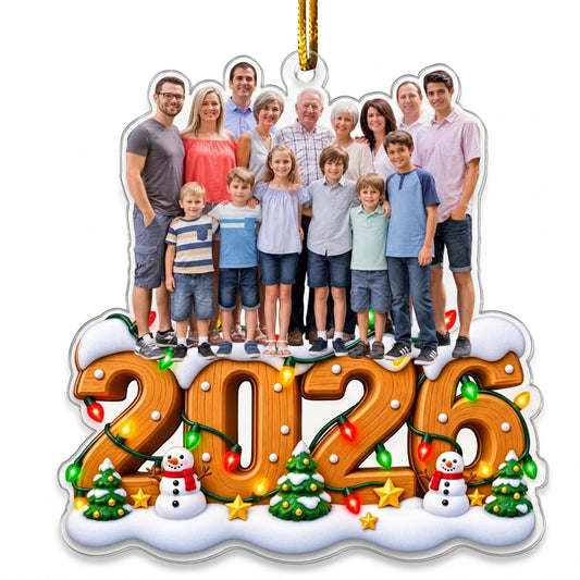 Custom Photo 2026, 2027 Family, Kids, Friends, Coworker - Personalized Ornament