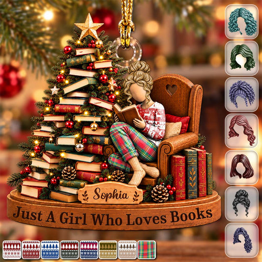 Just A Girl Who Loves Books - Personalized Christmas Ornament For Reading Lovers NA04