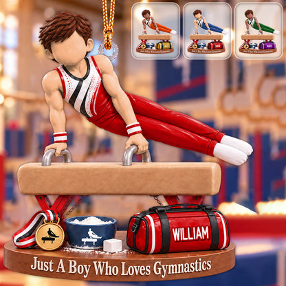 Just A Boy Who Loves Gymnastics - Personalized Gymnastics Ornament, Gift for Gymnast A2110