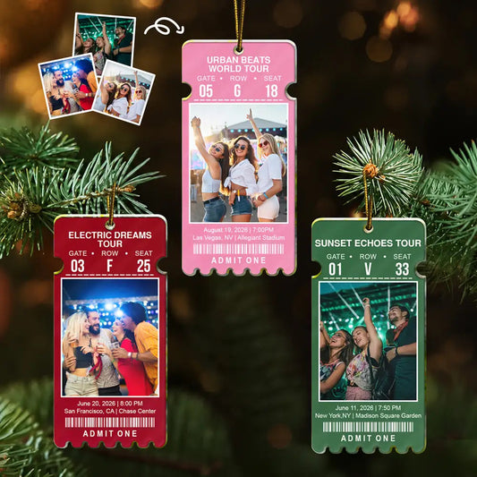 Keepsake For Fans, Music Lovers - Personalized Custom Photo Concert Ticket Acrylic Ornament
