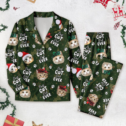 Custom Cat Face Cute Best Cat Dad Ever Christmas Pajamas LM32 895751