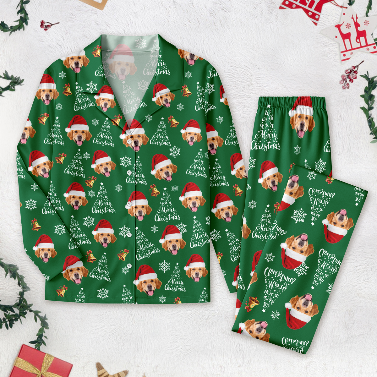 Custom Dog Photo We Wish You A Merry Christmas Pajamas TH10 896279