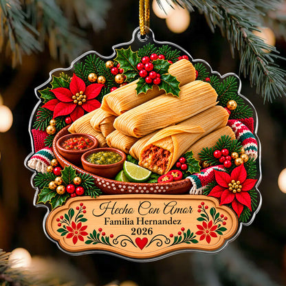 Custom Comidas Navideñas Latinas Ornament, Tamales, Ponche, Pan Dulce & Rosca - Personalized Ornament