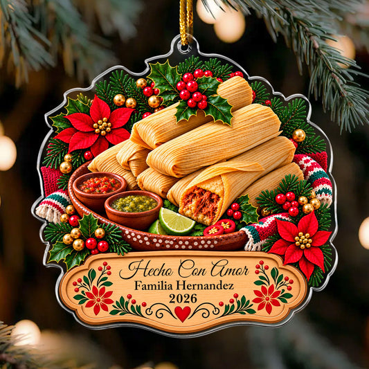 Custom Comidas Navideñas Latinas Ornament, Tamales, Ponche, Pan Dulce & Rosca - Personalized Ornament