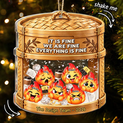 Everything Is Fine Squishy Dumpster Fire - Personalized 3-Layered Acrylic Shaker Ornament