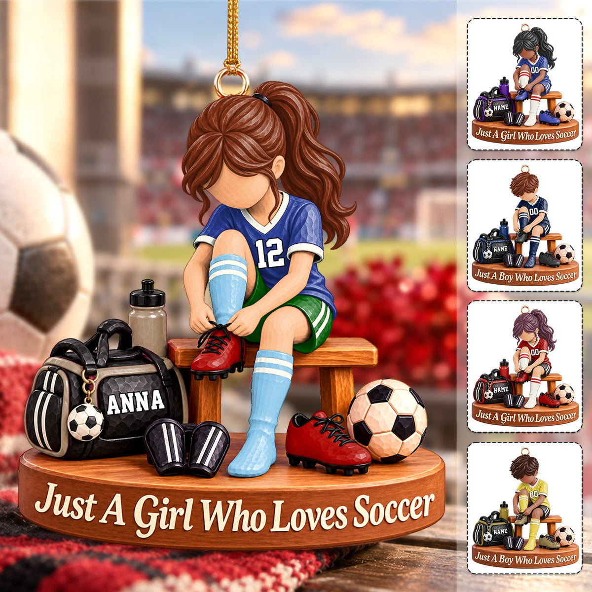 Personalized Soccer Player Ornament, Custom Name Soccer Player Gift Vr2