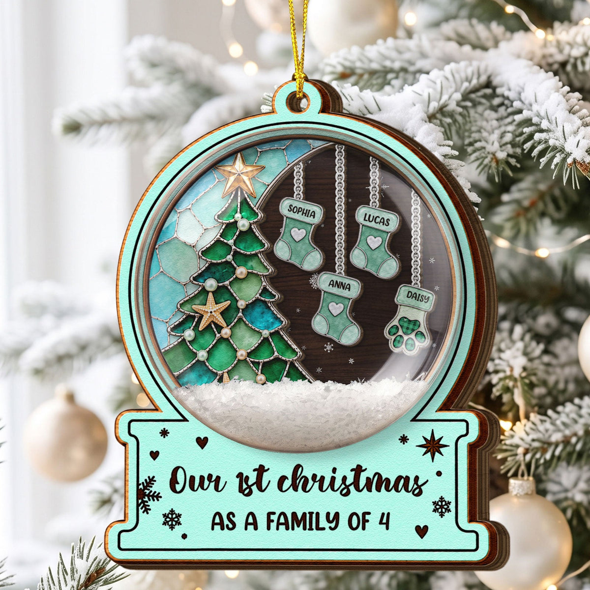 Custom Name Stocking Snow Globe Ornament Christmas Together 2026, Holiday Family Gift - Personalized Ornament