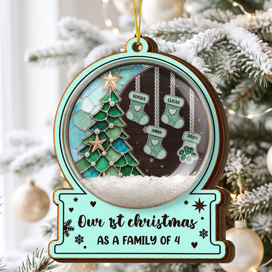 Custom Name Stocking Snow Globe Ornament Christmas Together 2026, Holiday Family Gift - Personalized Ornament