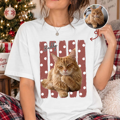 Custom Striped Pet Portrait Shirt Gift For Pet Lovers - Personalized Shirt