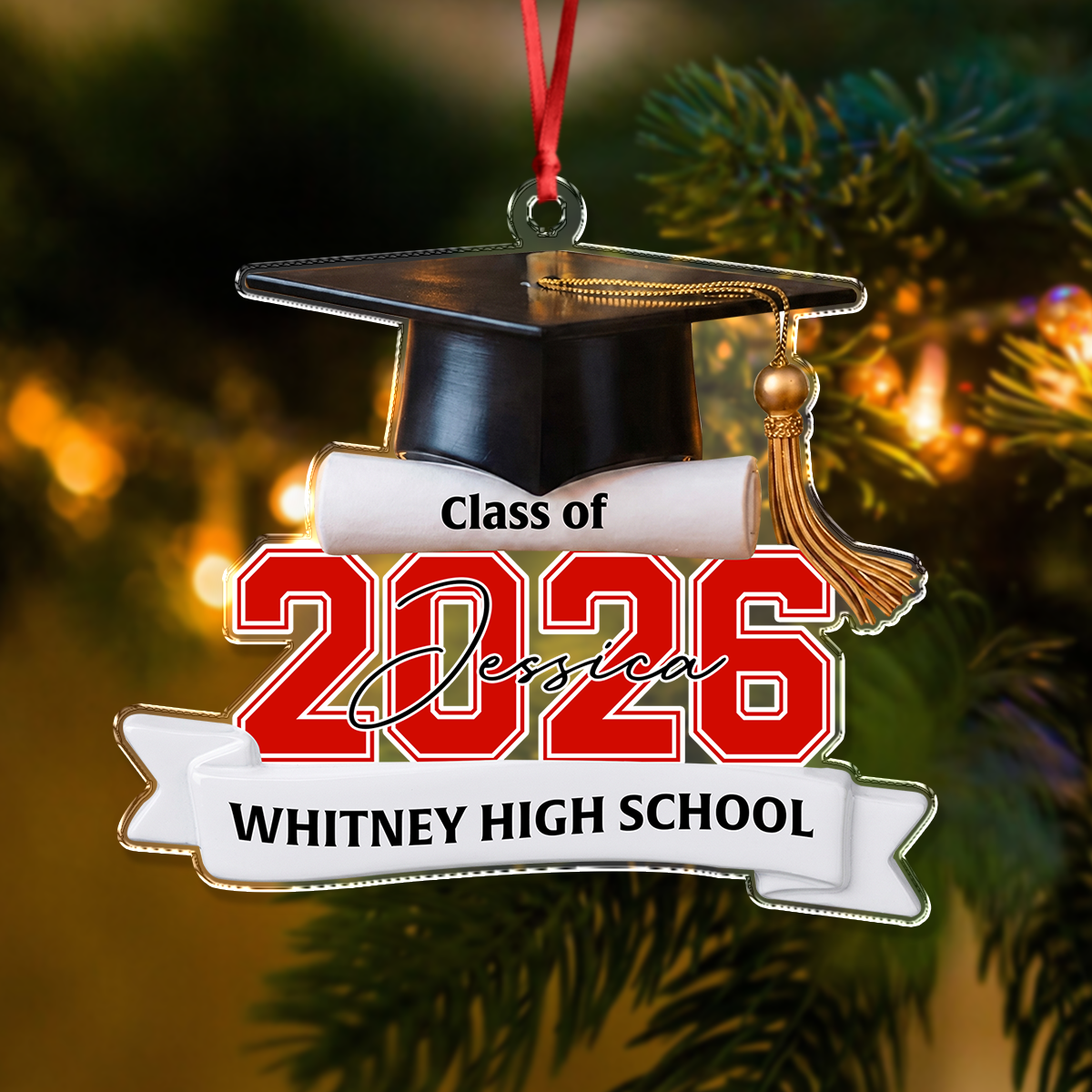 Custom Class Of 2026 2027 Personalized Acrylic Ornament Christmas Gift For Senior, For Graduation HA75 919548