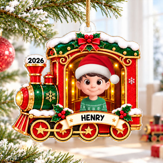 Sweet Baby Holiday Train - Personalized Acrylic Ornament - Christmas Gift For Boy Girl Grandkids